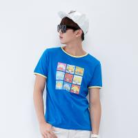 唐狮正品夏装男短袖T恤 男撞色圆领印花短...