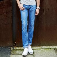 唐狮夏装正品男牛仔裤 男中腰轻薄款合体直...