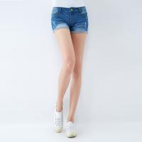 唐狮夏装正品女牛仔短裤 女微弹中腰腰里绣...