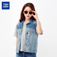 唐狮2016春装新款马甲背心女无袖破洞复...