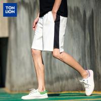 唐狮夏季运动短裤男薄款宽松休闲中裤拼接五...