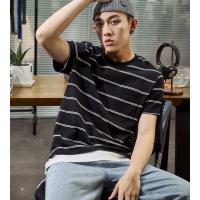 唐狮t恤男短袖条纹2018夏季青年圆领半...