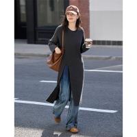 德玛纳红色针织连衣裙女冬季新款时尚风宽松显瘦休闲中长裙子