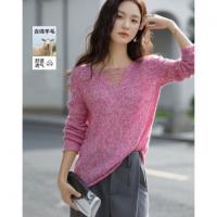 德玛纳【含绒感绵羊毛】秋季设计感V字圆领...