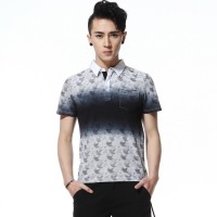 唐狮夏装男满地花印花吊染T恤 #1112...