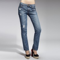 春装 唐狮正品女装中腰牛仔长裤 # 11...