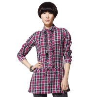 秋装 唐狮女装翻领格子衬衫 # 1113...