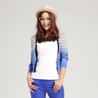 春装 唐狮女士条纹渐变开衫 #11112...