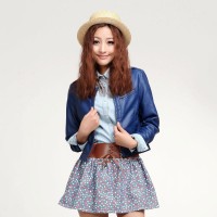 春装 唐狮女士时尚圆领pu皮质机车服修身...