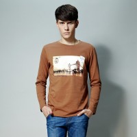 春装 唐狮正品男长袖建筑印花T恤#614...