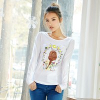 春装 唐狮正品 女长袖印花T恤#6141...