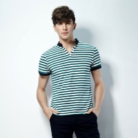 夏装 唐狮正品男都市小立领条纹短袖POL...